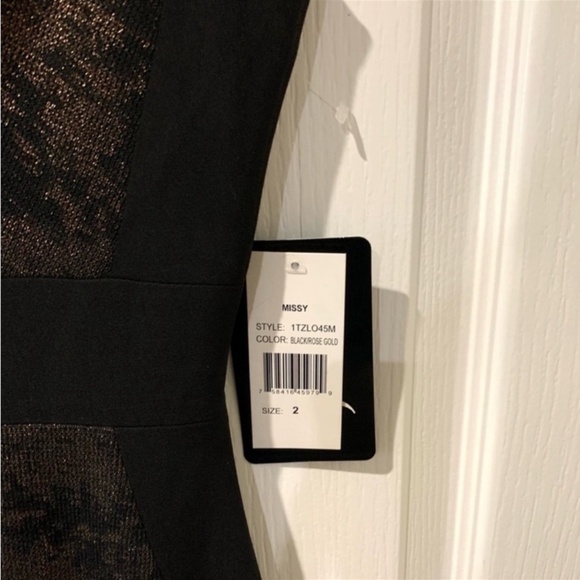 Jax Missy Sheath Dress in Metallic Black & Rose Gold NWT - Picture 4 of 8